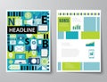 Headline startup set of magazine cover , flyer, brochure flat de