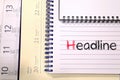Headline text concept on notebook
