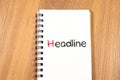 Headline text concept on notebook