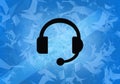 Headphone aesthetic abstract icon on blue background