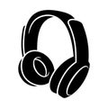 Headphone black icon isolated on white vector illustration