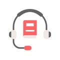 Headphone and book , technology and e-learning icon