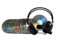 Headphone and cd collection Royalty Free Stock Photo