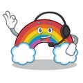 With headphone colorful rainbow character cartoon