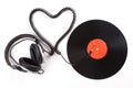 Headphone cord from a heart shape Royalty Free Stock Photo