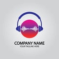 Headphone DJ, Music Studio Recording, Soundwave Logo Design Inspiration