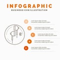 Headphone, ear, phone, bluetooth, music Infographics Template for Website and Presentation. Line Gray icon with Orange infographic