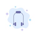 Headphone, Earphone, Phone, Music Blue Icon on Abstract Cloud Background