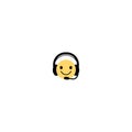 Headphone emoticon icon isolated on white background