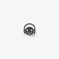 Headphone emoticon icon sticker isolated on gray background