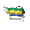 With headphone flag gabon stored in drawer character