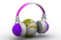 Headphone and globe Royalty Free Stock Photo