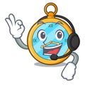 With headphone gold vintage clock with picture cartoon