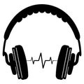 Headphone headset icon simple style. Headphones vector simple wave illustration pictogram. Audio gadget business concept splash