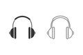 Headphone headset line icon set in flat style. Headphones vector illustration on white isolated