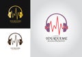 Headphone Heart Beat Logo Royalty Free Stock Photo