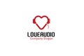 Headphone Heart Love Audio Logo Design Illustration