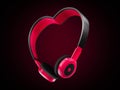 Headphone heart shape love music