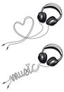 Headphone with heart, vector