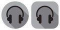 Headphone icon. Badge in a flat design.