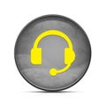 Headphone icon on classy splash black round button illustration Royalty Free Stock Photo