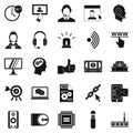 Headphone icons set, simple style