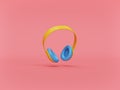 Headphone isolated on pastel background. minimal music concept. close up. 3d rendering