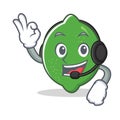 With headphone lime mascot cartoon style