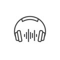 Headphone line icon, outline vector sign, linear style pictogram isolated on white.