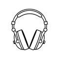 headphone line iconHeadphone icon. Audio earmuffs, isolated on white background. Vector illustration