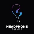 Headphone Logo, Music Listening Device Vector, Elegant Minimalist Simple Design, Silhouette Icon Illustration vector