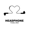 Headphone Logo, Music Listening Device Vector, Elegant Minimalist Simple Design, Silhouette Icon Illustration vector