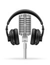 Headphone and microphone for radio studio vector illustration Royalty Free Stock Photo