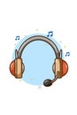 Headphone music icon with blue background illustration Royalty Free Stock Photo