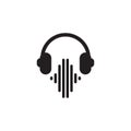 Headphone music icon logo design vector template