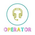 Headphone Operator Depict Icon in Linear Style