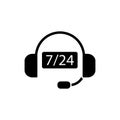 7/24 Headphone operator icon. Simple connection sign icons for ui and ux, website or mobile application