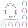 Headphone operator multi color icon. Simple thin line, outline vector of logistics icons for ui and ux, website or mobile