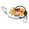 With headphone pasta isolated with in the cartoon