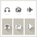 Headphone and radio icons on white background Royalty Free Stock Photo