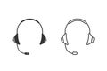 Headphone for support or service - vector line icon set isolated Royalty Free Stock Photo