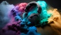 Headphone and vivid color powder.