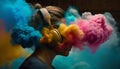 Headphone and vivid color powder.