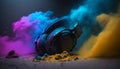 Headphone and vivid color powder.