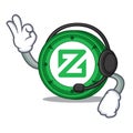 With headphone Zcoin mascot cartoon style