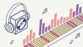 Headphones with Abstract Music Equalizer Bars, vector design Generative AI Royalty Free Stock Photo