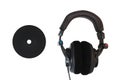 Headphones and Black CD / DVD Royalty Free Stock Photo
