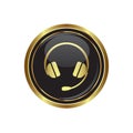 Headphones on the black with gold round button Royalty Free Stock Photo