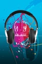 Headphones on blue Royalty Free Stock Photo