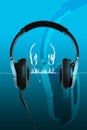 Headphones on blue Royalty Free Stock Photo